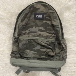 VS PINK Campus Backpack Green Camo EUC